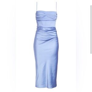 House of CB Teia Mixed Media Satin Georgette Midi Dress